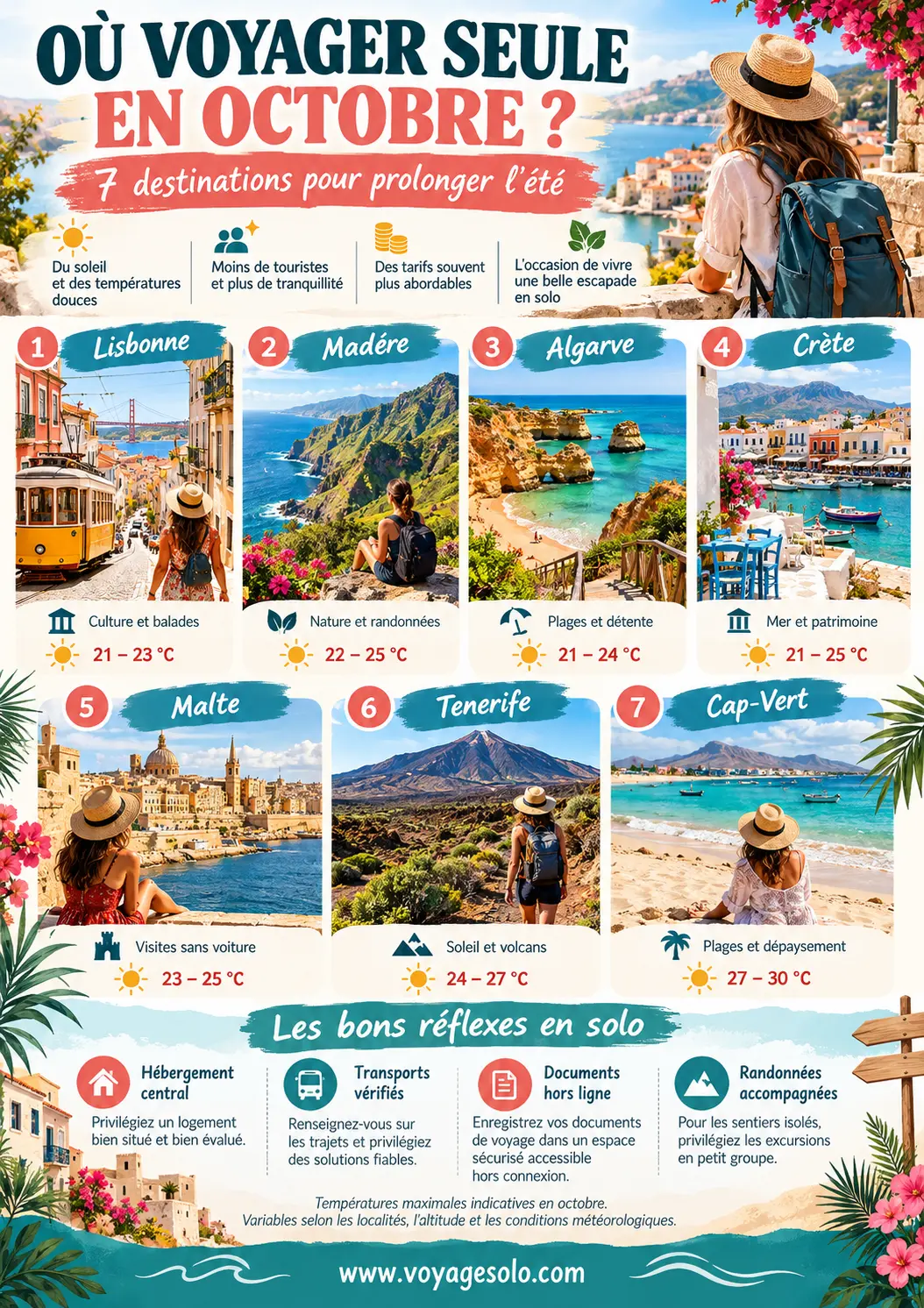 Où voyager seule en octobre ? Les meilleures destinations sûres et ensoleillées